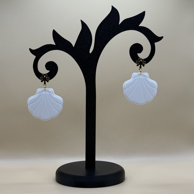 Boucles d'oreilles Coquillage - Forme Pleine - Attaches forme originale dorée