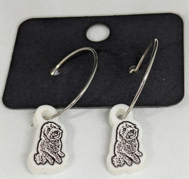 Cavapoo acrylic hyperallegenic 20mm wire hoops earrings