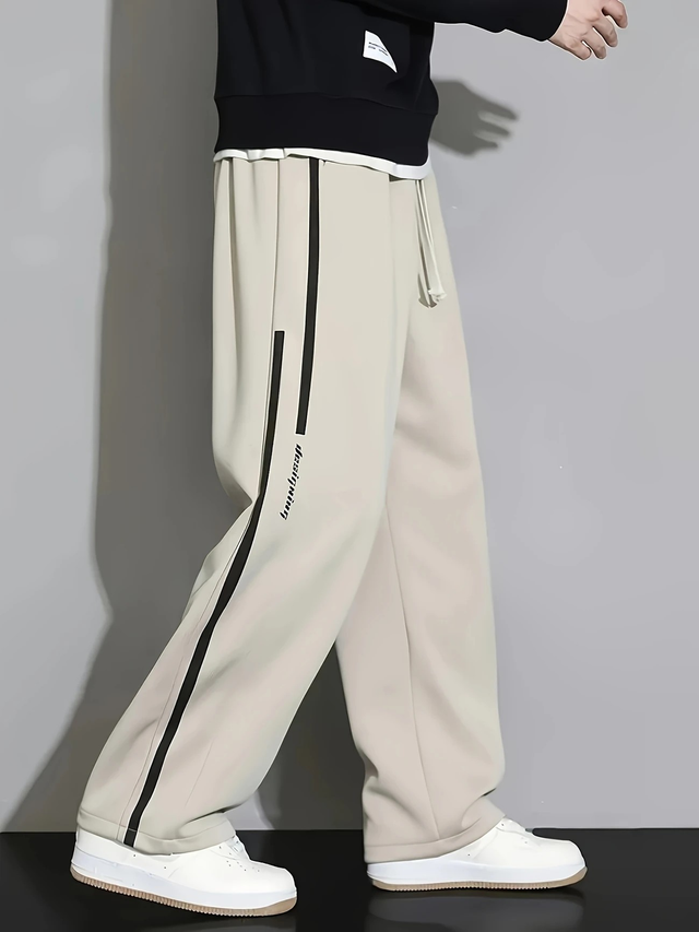Men's Casual Straight-Leg Sports Pants with Drawstring