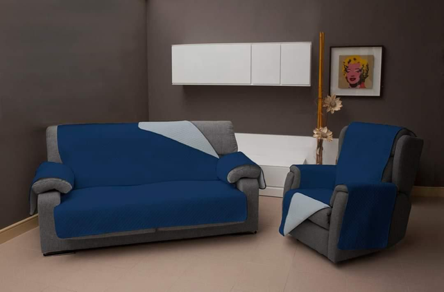 copridivano  2 posti cm.110 blu 