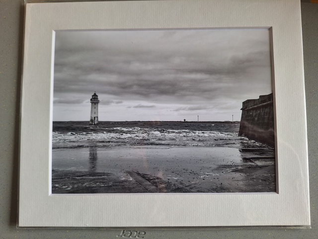 Mounted Photographs by Plantography - New Brighton beach and lighthouse.