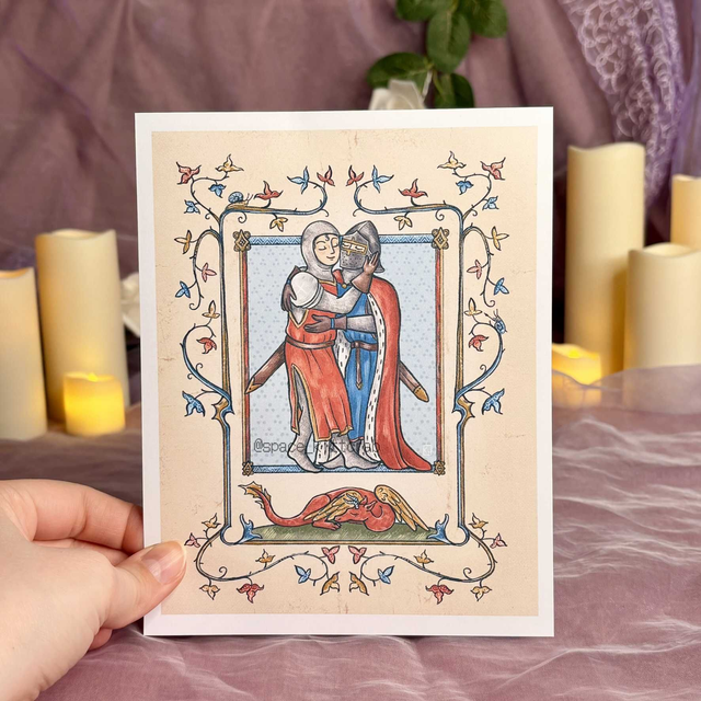 Embracing knights print (digitalna grafika)