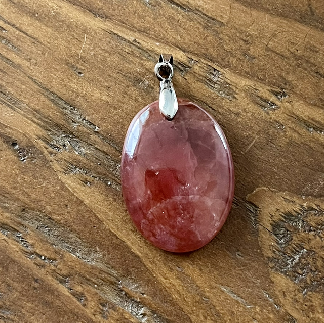 Pendentif en Rhodochrosite qualité gemme et bélière argent