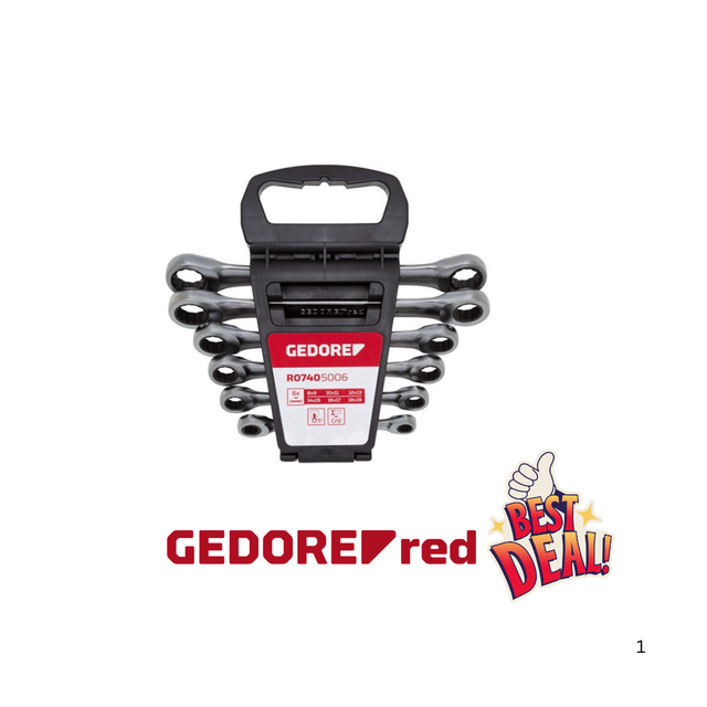 Doppel-Ringratschenschlüssel-Satz 6-teilig 8-19 mm R07405006