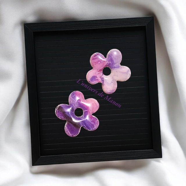 2 Pampilles fleurs marbré  (créoles interchangeables) 