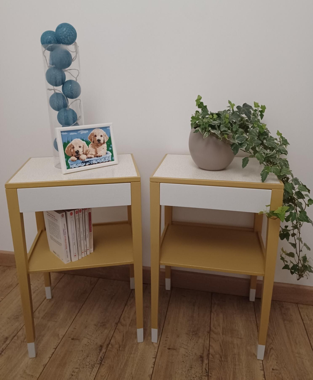 Paires de Chevet Or et blanc porcelaine 