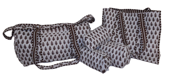 Sac cabas réversible matelassé – Tote bag coton doublé fait main, grand format pour courses, plage ou quotidien - Marron, gris, blanc