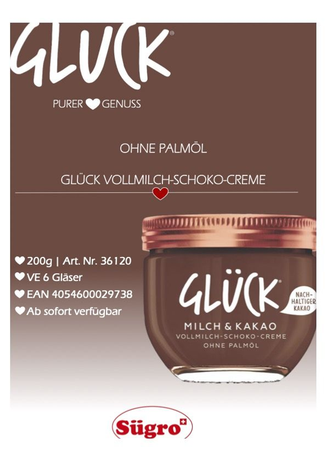 Glücksaufstrich Vollmilch-Schoko-Creme aus ohne Palmöl  inklusive Glückscoaching per Video