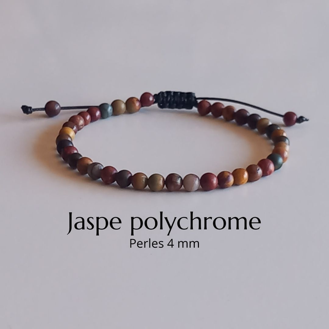 Bracelet ajustable en Jaspe polychrome