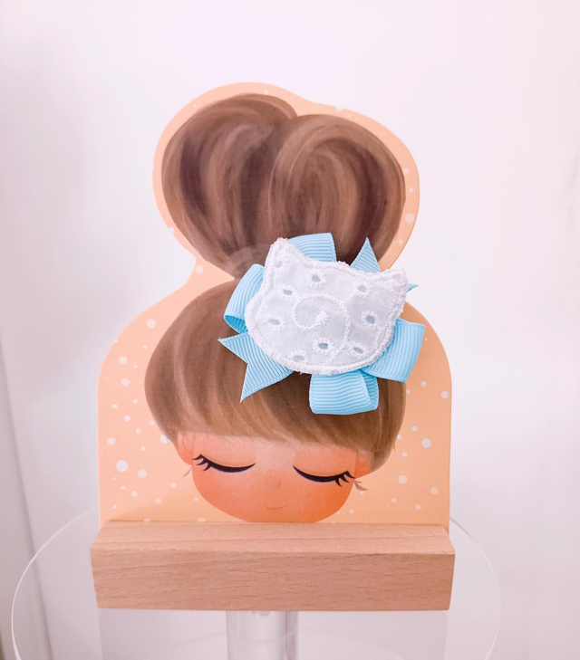 Pince à cheveux Chat Broderie Anglaise 