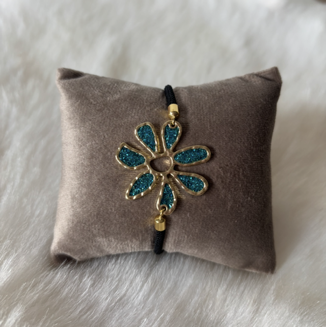 Bracelet Flora bleu pailletée 
