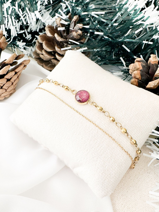 Bracelet double Iris | Bordeaux