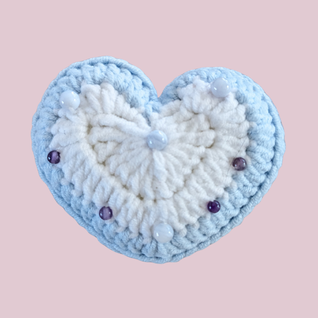 Stop-pensée "Cœur, calcédoine et améthyste + carte Saint Valentin