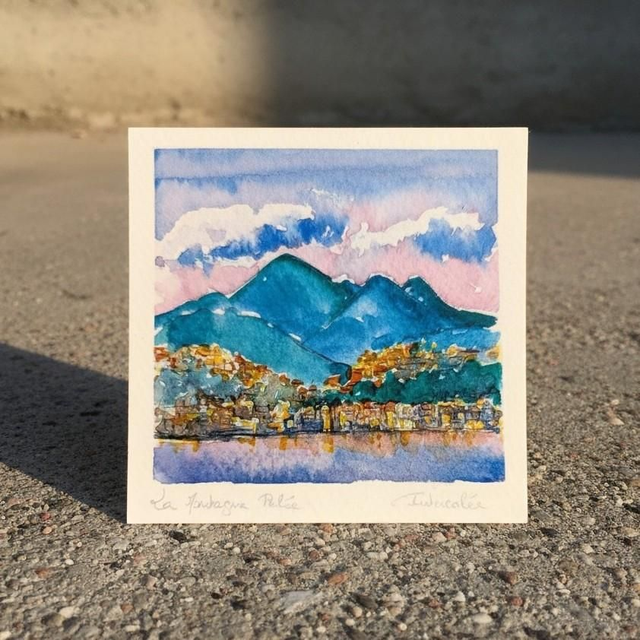 Aquarelle mini - La baie de Fort de France - Martinique 