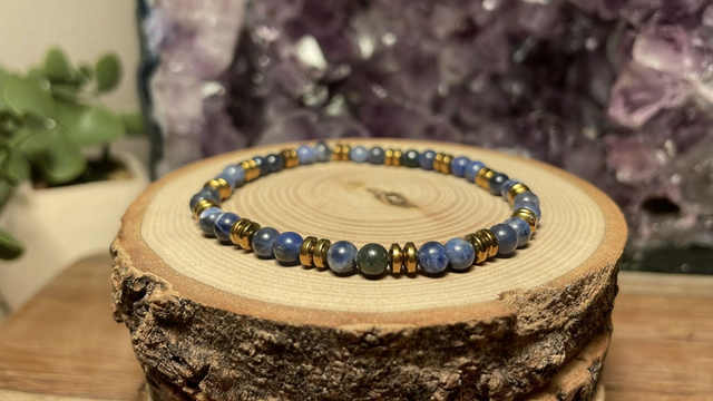 Bracelet SODALITE 4mm (Avec Hématites)