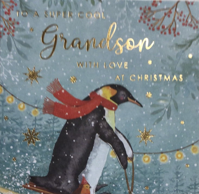 Christmas Grandson (Penguin on Sledge) NQ
