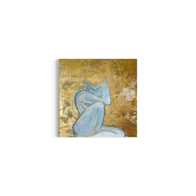 KÖRPERPOESIE No. 1 – Goldene Selbstbegegnung I Original Acryl Unikat 40x40