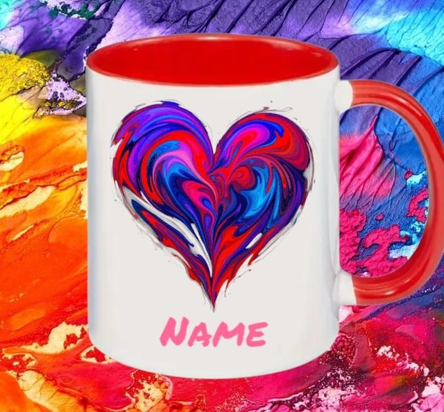 Keramik Kaffeebecher mit Herz und Name 