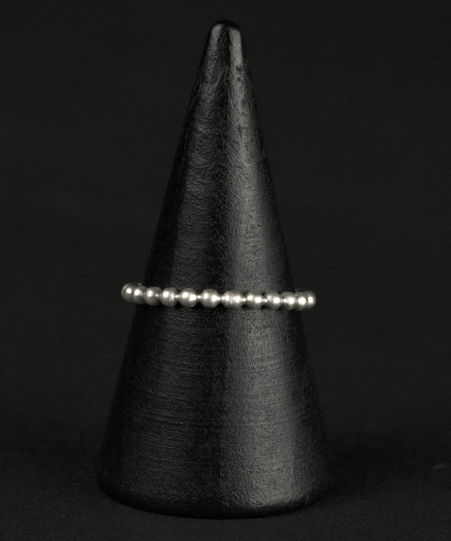 Silver Round Beaded Stacker Ring