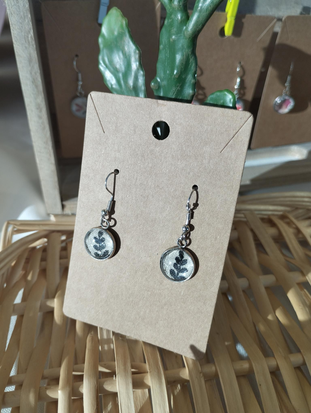 Boucles d&#039;oreilles pendantes (modèle unique) - fougère 