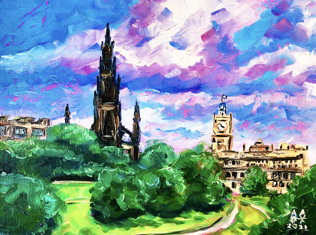 X4 Prints - Scott Monument &amp; the Balmoral, Edinburgh 8"x10" (£7.50 per unit)