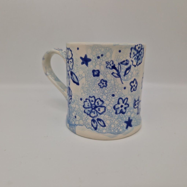 Blue Floral Bubble Mug  