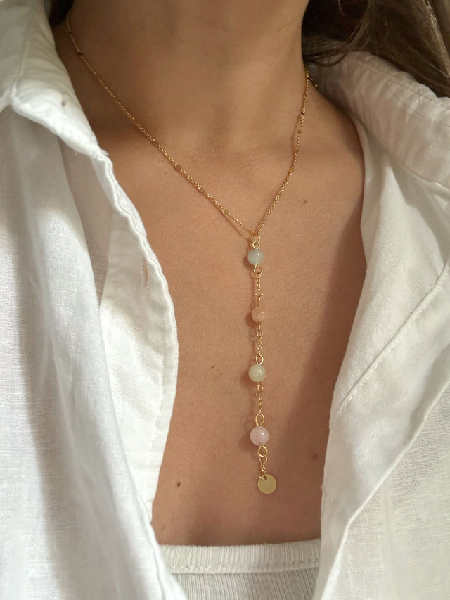 Collier Léoda Morganite, Aigue marine et Héliodore