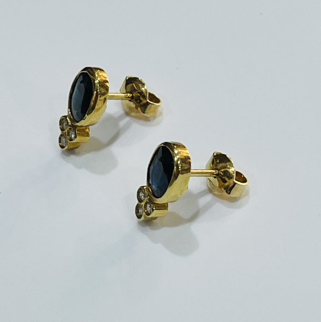ORECCHINI ZAFFIRO E DIAMANTI ORO GIALLO