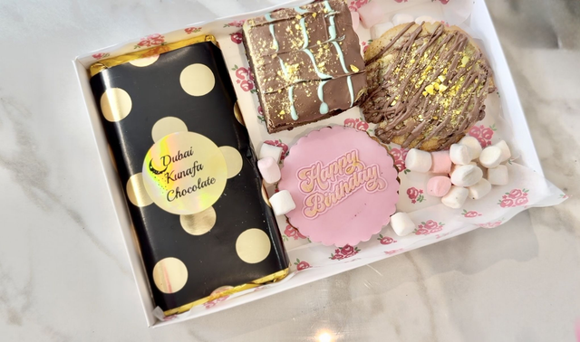 Birthday Dubai Pistachio Kunafa Chocolate, Kunafa Brownies, Kunafa Chunky chocolate chip Cookies, Birthday Biscuit