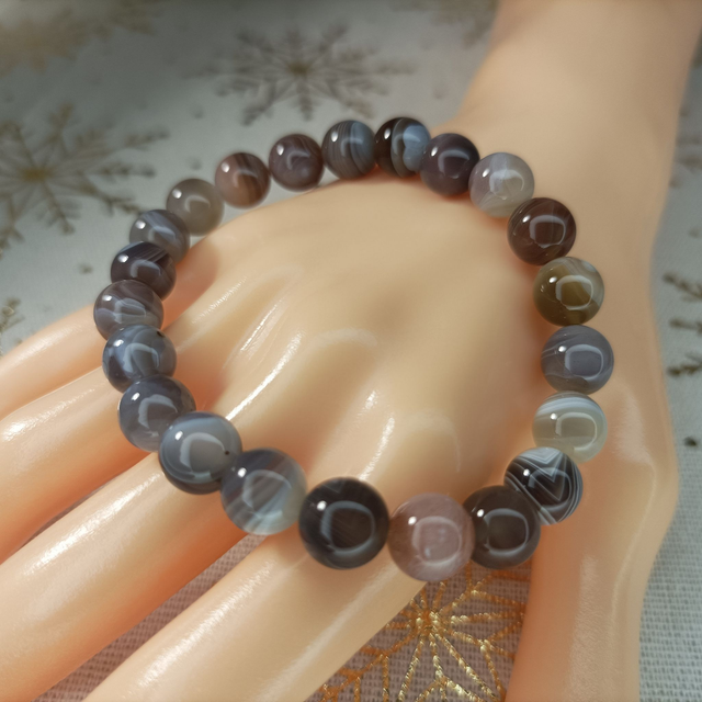 Agate de Botswana / Bracelet Boules de 8 mm / Rondes et Polies en Pierres Naturelles