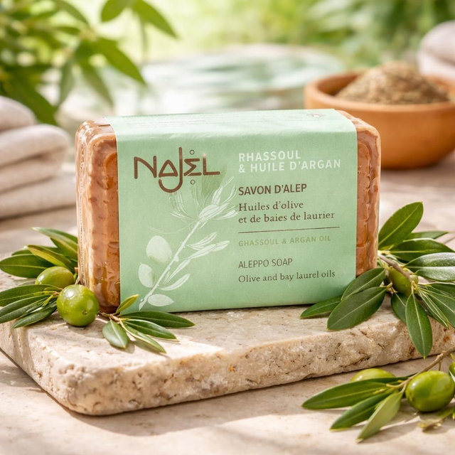 "Rhassoul &amp; Argan" - Savon d'Alep 100 gr - Najel