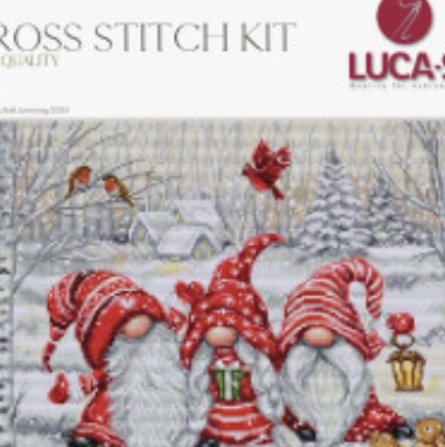 Three Gnomes in a Wood Cross Stitch Kit