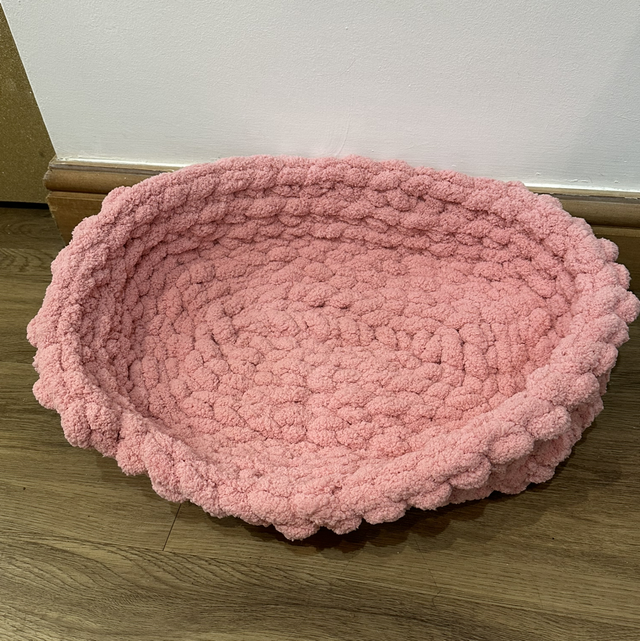 Hand Knitted Chunky Chenille Wool Pet Bed