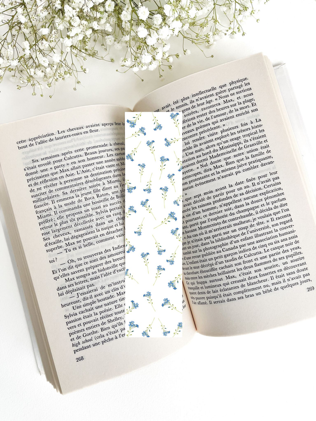 Marque-page aquarelle - Myosotis -