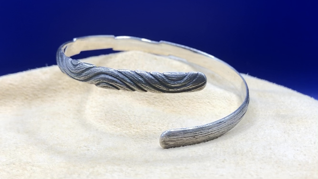 M ・ Bracelet Jonc Rond・Texturé Bois₁