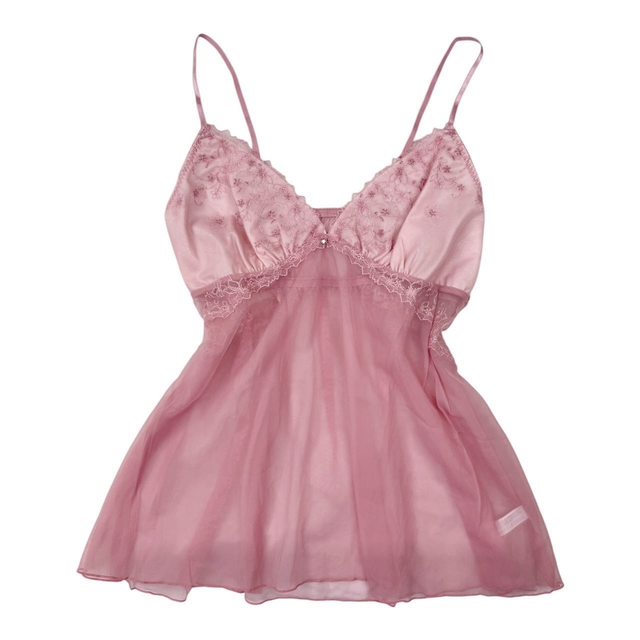 pink princess embroidered cups cami  