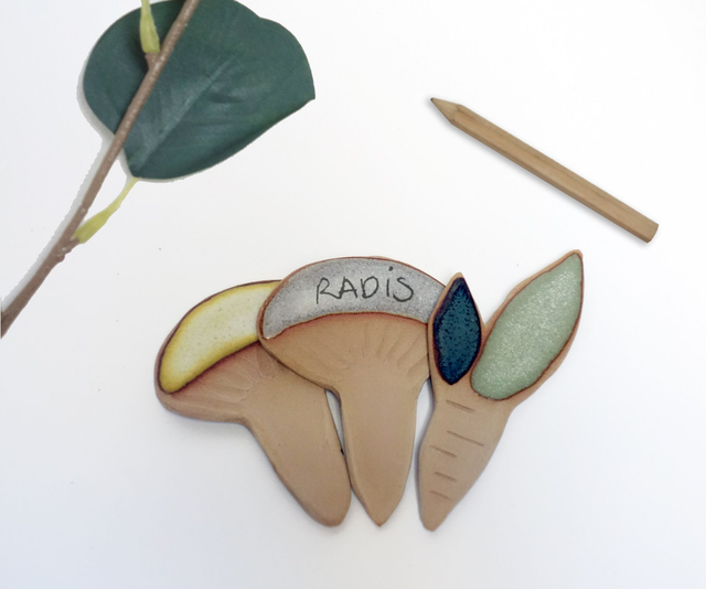 Lot 3 étiquettes pour identifier vos plantes, étiquettes carotte et champignon 