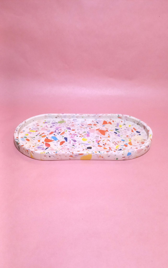 Taca owalna, lastryko, owalna podstawka na akcesoria, biała