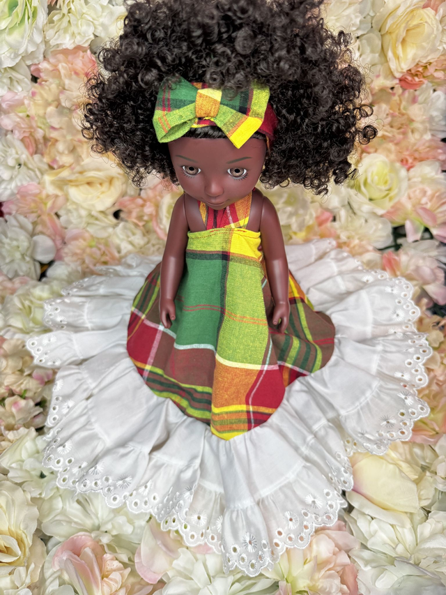 Poupée - Robe madras 100% Coton – Fait main