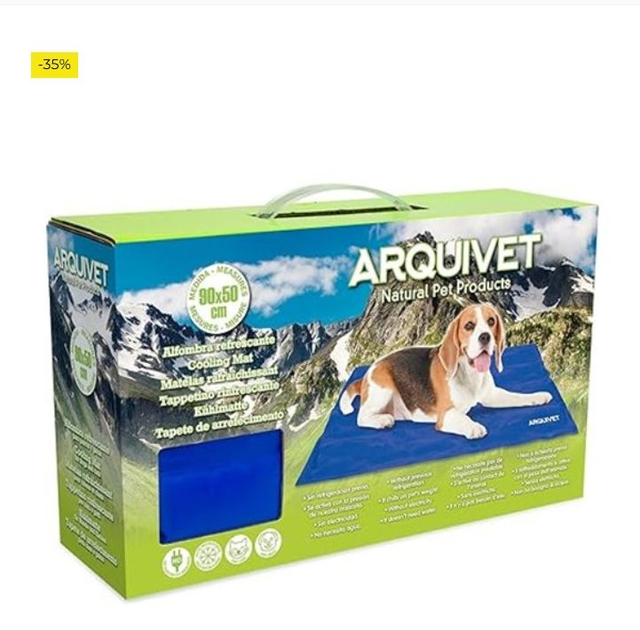 Arquivet- Alfombra refrescante para Perros y Gatos 50x90, Alfombra autorefrigerante, Pet Cooling Mat, Alfombra refrescante