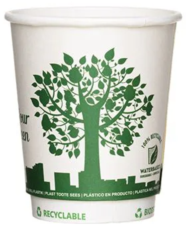 1 Pallet of Double Wall Waterbased Paper Cups Ripple Green City Design 8oz (500pk) - 20 Boxes
