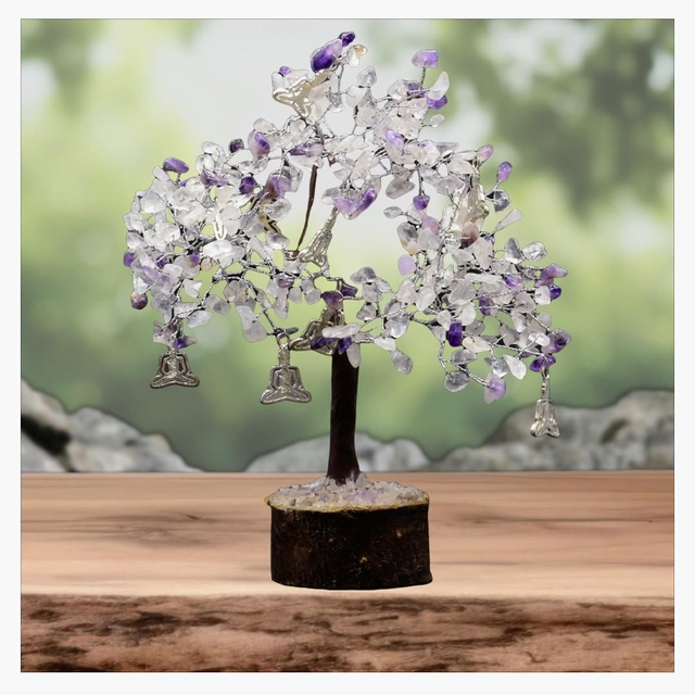 "Cristal de roche &amp; Améthyste Yoga" - Arbre du bonheur 300 pcs