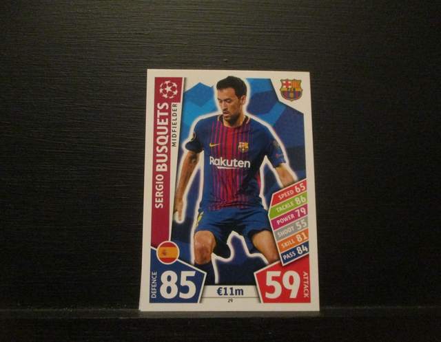 Sergio Busquets - UEFA Champions League Match Attax 2017/18 Original Trading Card #29