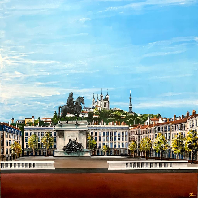 Fourviere depuis la place Bellecour 