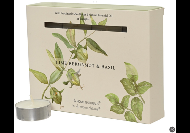 12 Lime Bergamot & Basil Tea Lights
