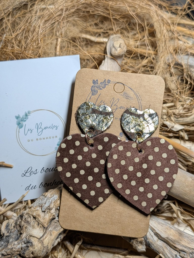 Boucles d'oreilles Louise marron glacé bronze lo155