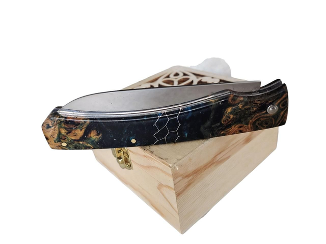 L&#039;Ambacien ®️ polymiroir inox - Loupe de châtaignier 