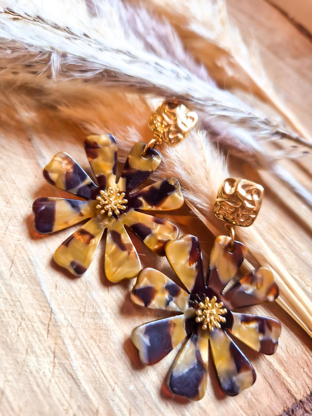 Boucles d'oreilles "Géraldine" - Modèle caramel 