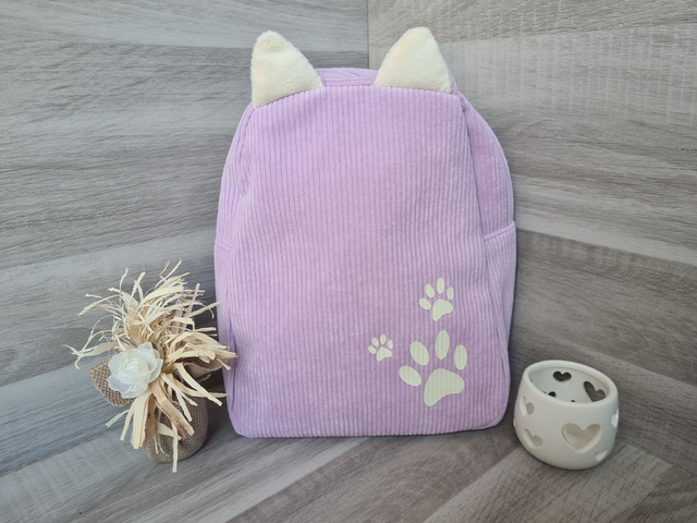 Sac à dos enfant violet pattes beige