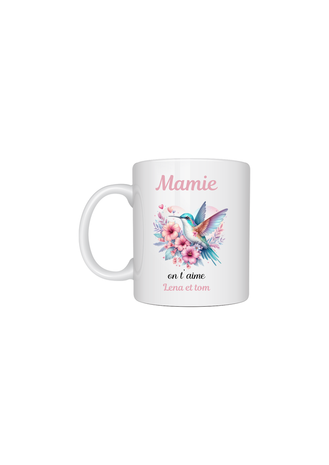 Mug motif oiseau mamie on t&#039;aime 